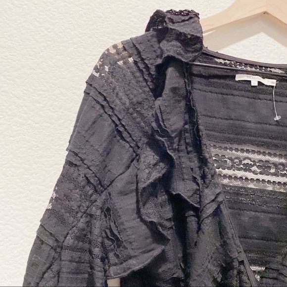 Tularosa Flora Lace Ruffled Bodysuit Black Size Large - Picture 9 of 12